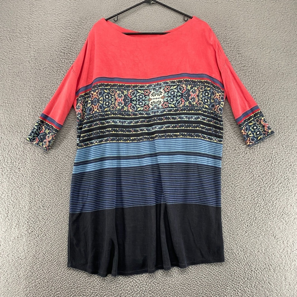 Free People Dress Womens‎ XS Steppin Out Shift Dress Knit Floral 1/2 Sleeve